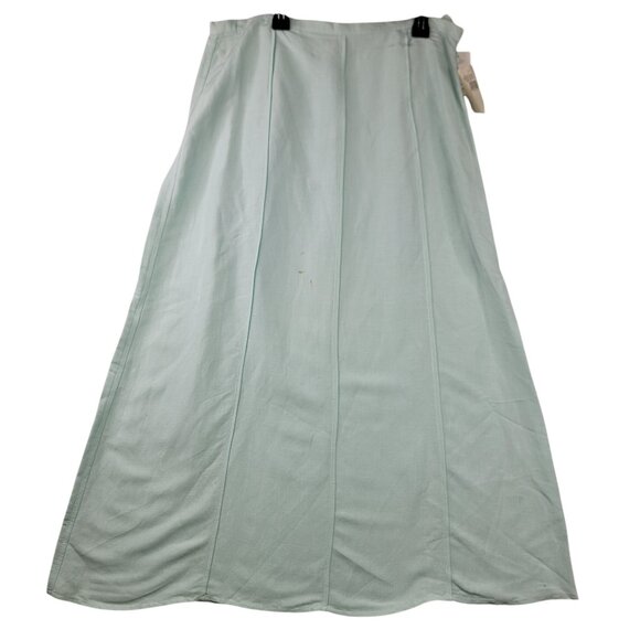 90s Linen Maxi Skirt Size 14 Portraits By Northern Isles Island Aqua Ice Vintage - Picture 1 of 7